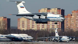 A lot of Il-76. Landings and takeoffs at the Chkalovsky airfield