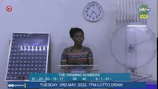 TUESDAY, 3RD MAY, 2022. 7PM LOTTO DRAW