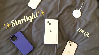 Starlight Iphone 13 128 GB in 2023 | ✨aesthetic unboxing and accessories✨