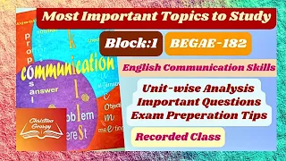 BEGAE-182 Important Questions|BEGAE-182 Block 1|BEGAE-Exam Preperation|English Communication Skills