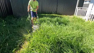 2 OVERGROWN MESS Lawns In one Day!