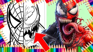 🎨 Epic Fusion: Spider-Man & Venom Unite in a Dazzling Coloring Masterpiece! 🕷️🖌️