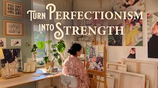 Make Perfection your Strength🙏🏼 Oil Painting on Canvas + Library Visit 📚 Cozy Art Vlog