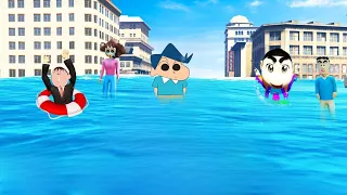 Franklin And Shinchan Survive & Fight Tsunami In GTA | ArbaazTheGamer