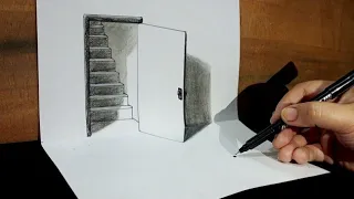 Trick Art Drawing-Sensational Door Illusion - Magic Perspective Pencil Drawing.