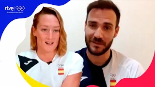 Saúl Craviotto y Mireia Belmonte, minutos antes de la ceremonia de inauguración de Tokio 2020