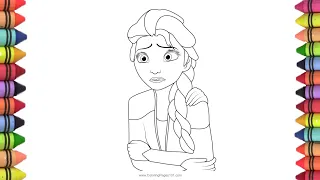 Elsa Disney princess drawing and colouring for kids,Elsa Anna Frozen Princess drawing,Disney junior