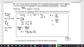 ECZ Exam Question on How to Calculate Percentage Yield