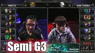 Fnatic vs KOO Tigers | Game 3 Semi Finals LoL S5 World Championship 2015 | FNC vs KOO G3 Worlds