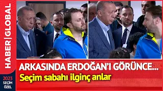 Türkiye Bu Videoyu Konuşuyor! Oy Kullanmaya Giden Vatandaş Arkasında Erdoğan'ı Görünce...