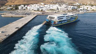 Super Express Golden Star Ferries sailing and manoeuvring in Tinos port