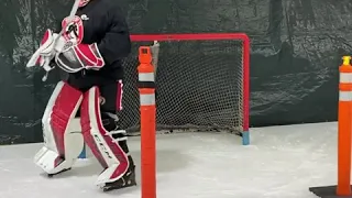 Joey Daccord of the Belleville Senators getting in some work at the quiet hands station at PRO PGD.