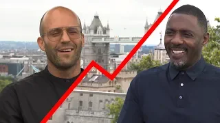 'I'd be out!' Idris Elba and Jason Statham reveal how long they'd live if Hobbs and Shaw was real!