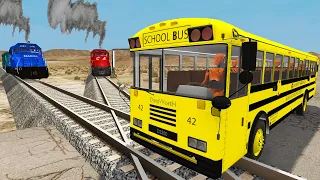 Truck Rescue Trailer Tractor Double Rails - Cars vs Rails and Trains - BeamNG.Drive