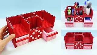 DIY - Waste Paper Crafts - Desktop Organizer | Pen Holder Organizer and Make up Organizer