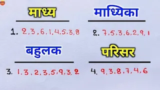 माध्य ,माध्यिका, बहुलक, तथा परिसर निकालना सीखें | ( Madhya, madhika, bahulak tatha parisar nikale) |