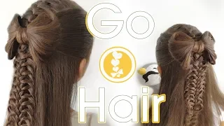 Бант из волос на косе. Прическа на 1 сентября // Back to school hairstyle. Hair bow with braids