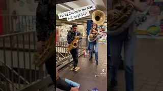 New songs in the subway! #shorts #trumpet #saxophone #trombone #brassband