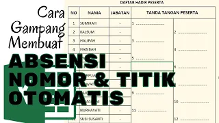 cara membuat nomor dan titik titik tanda tangan absensi di excel