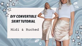DIY RUCHED SKIRT & DIY SILKY MIDI SKIRT // How to make a ruched skirt for beginners tutorial