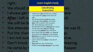 Subordinating Conjunctions with Example #shorts #englishvocabulary