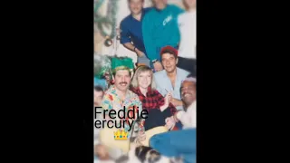 Freddie Mercury, Mary Austin, Jim Hutton, friends. Christmas 1986, Garden Lodge