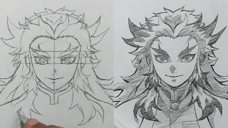 How to draw Kyojuro Rengoku with ease! | 鬼滅の刃 | ss_art1