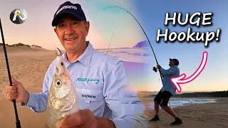 Soft Plastics + Tailor head: HUGE Hook up! Beach Fishing