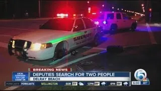 Deputies search for two people in Delray Beach, stolen car crashed into squad car