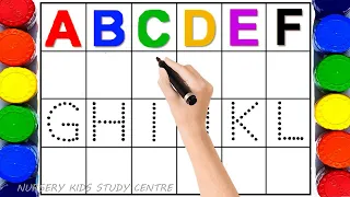 Collection of uppercase & lowercase alphabet dotted lines, Alphabet song A -Z, ABCD alphabet writing