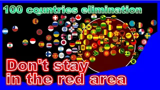 Don't stay in the red area  | 100 countries elimination marble race in Algodoo | Marble Factory 100