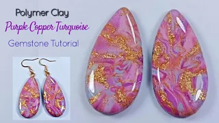 Polymer Clay Purple Copper Turquoise Gemstone Tutorial / LoviCraft