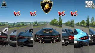 GTA 5 | Top 10 Lamborghini Cars Top Speed Battle | 4K Battle 60FPS | Grand Theft Auto 5 |