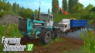 [РП] Помог дальнобойщику вытянуть его зерновоз из болота в Farming simulator 17!