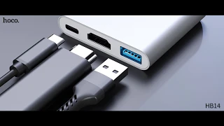 Type C   Xaб конвертер Hoco HB14 Type C на USB3 0+HDMI+Type C