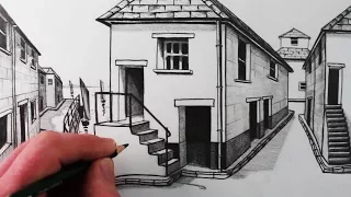 How to Draw a House in 1-Point Perspective: Step by Step