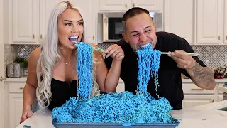 EXTREME BLUE TAKIS FIRE NOODLES WITH PAQUI BLUE ONE CHIP • Mukbang & Recipe