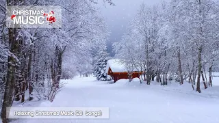 Relaxing Christmas Music 1 HOUR 20 songs [Snow Falling]  Christmas Music Instrumental