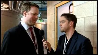 Murph chats with Belfast Coach Doug Christiansen after the Giants win over Coventry (Apr 6/13).