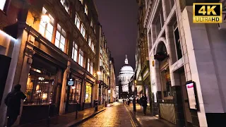 ⭐️ London Night Walk Tour 4K | St. Paul’s Cathedral, Millennium Bridge & Shakespeare’s Globe ⭐️