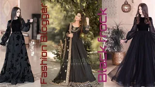 Black long frock designs/ Black party wear dress ideas/Black dress designing.