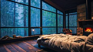 Stop Thinking and Fall Asleep Immediately with Sounds Heavy Rain & Strong Thunder on Window at Night
