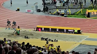 Miltiadis Tentoglou wins the Mens Long Jump in his Last Final Jump of the Competition