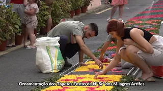 Ornamentação dos Tapetes Festas de Nª Srª Milagres Arrifes e Chegada das Bandas Filarmonicas.