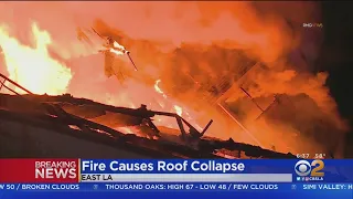 Roof Collapses As Vacant Home In East LA Burns