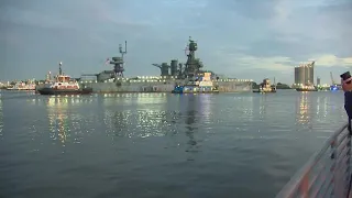 Battleship Texas arrives in Galveston for months-long repairs