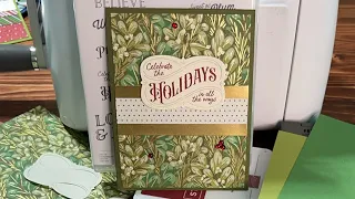 Happy Holidays Christmas Labels Card Tutorial by Stampin’ Up! - Season of Green & Gold Specialty DSP