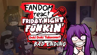 Fandoms((Identity V)) react to fnf Mod //doki doki takeover bad ending//