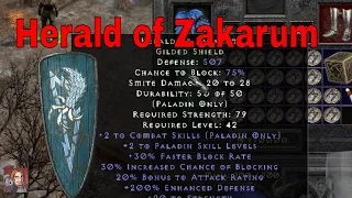 D2R Unique Items - Herald Of Zakarum (Gilded Shield)