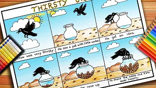 The Thirsty Crow Story Drawing | Thirsty Crow Story Drawing Step by Step | Drawing on Thirsty Crow